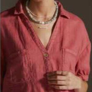 Anthropologie Pilcro Nantucket Red Linen blouse (size L)